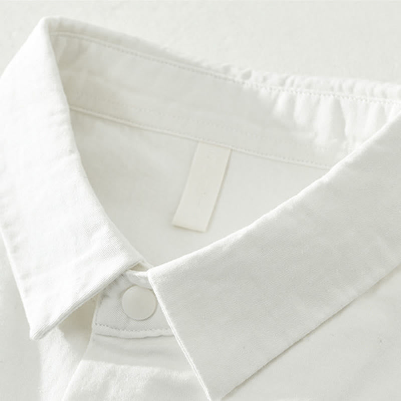 Buddha Stones Simple Solid Color Buttons Down Men's Stand Collar Long Sleeve Cotton Shirt - image 15