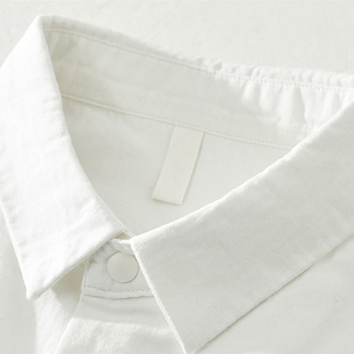 Buddha Stones Simple Solid Color Buttons Down Men's Stand Collar Long Sleeve Cotton Shirt - image 15