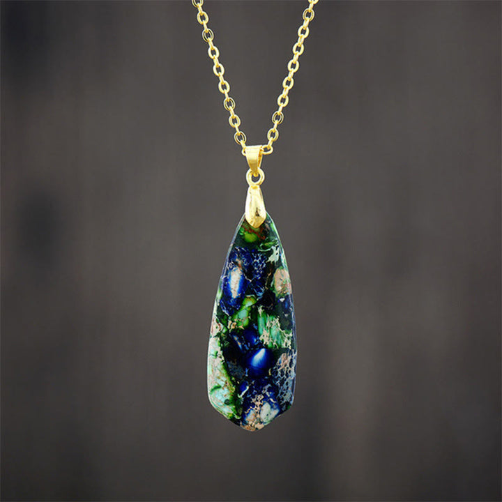 Buddha Stones Emperor Stone Happiness Necklaces Pendants - Dark Blue Emperor Stone Golden Chain - image 4