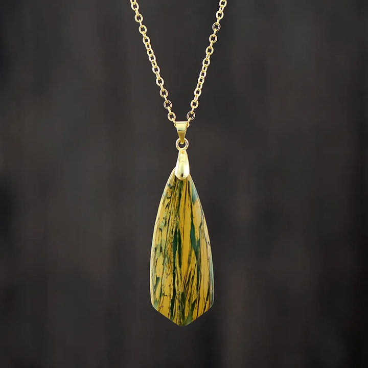 Buddha Stones Emperor Stone Happiness Necklaces Pendants - Yellow Emperor Stone Golden Chain - image 1