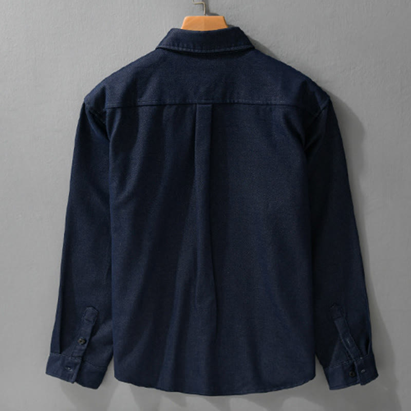 Buddha Stones Fall Solid Buttons Down Men's Stand Collar Long Sleeve Cotton Shirt - image 7