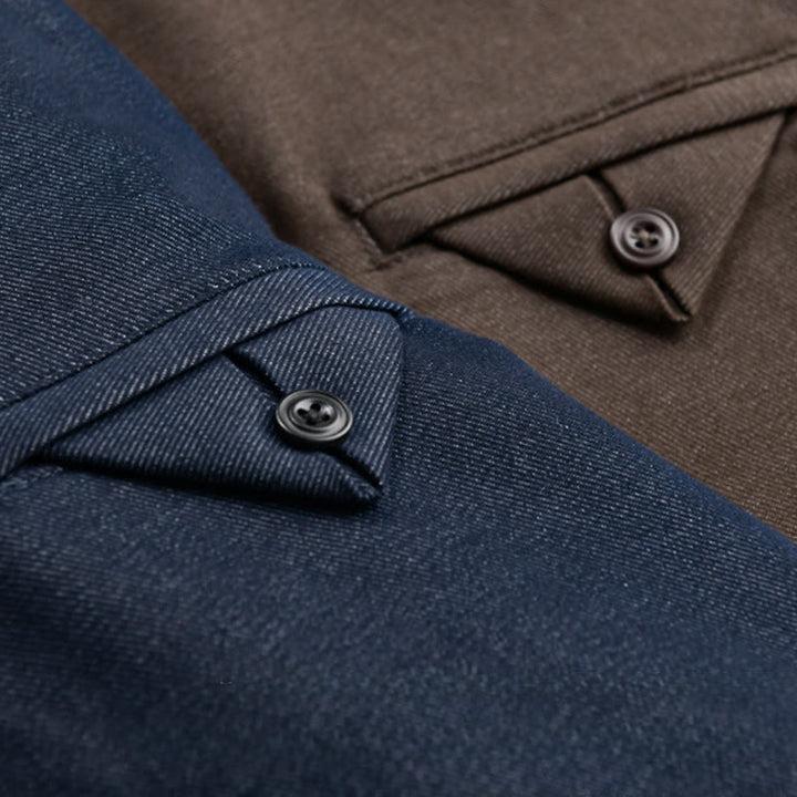 Buddha Stones Fall Solid Buttons Down Men's Stand Collar Long Sleeve Cotton Shirt - image 12