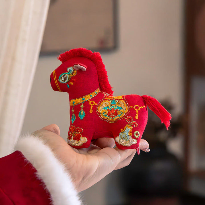 Buddha Stones Year Of The Horse Red String Embroidery Hanging Decoration - image 1