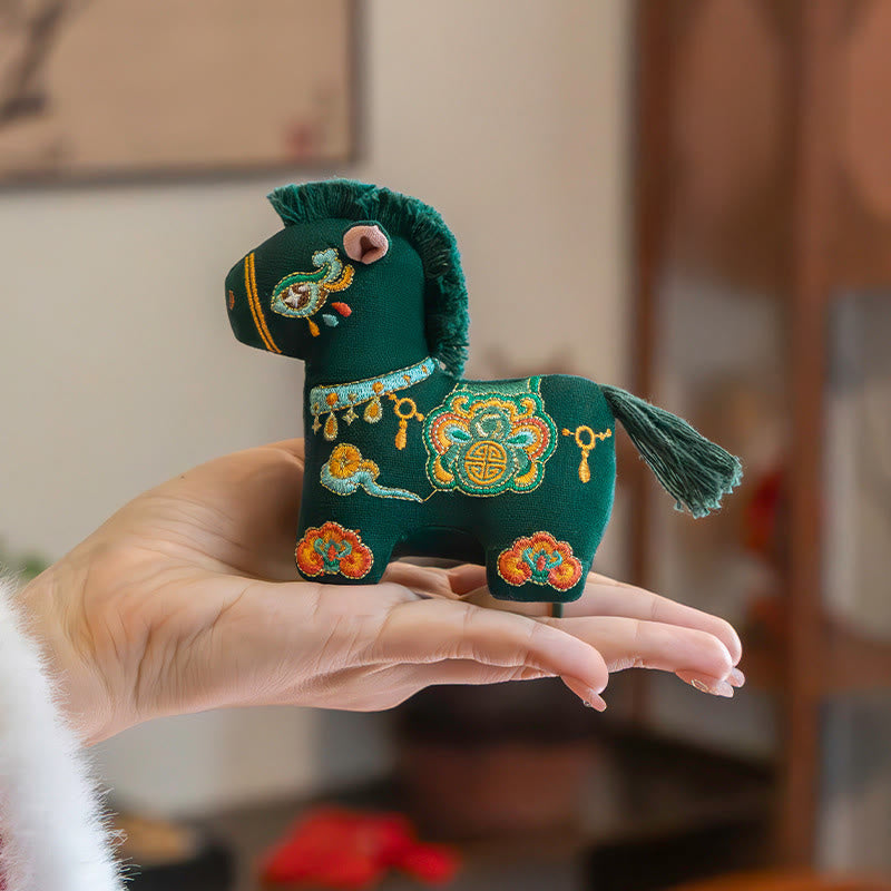 Buddha Stones Year Of The Horse Red String Embroidery Hanging Decoration - Green Horse(11.1*9.7cm) - image 8