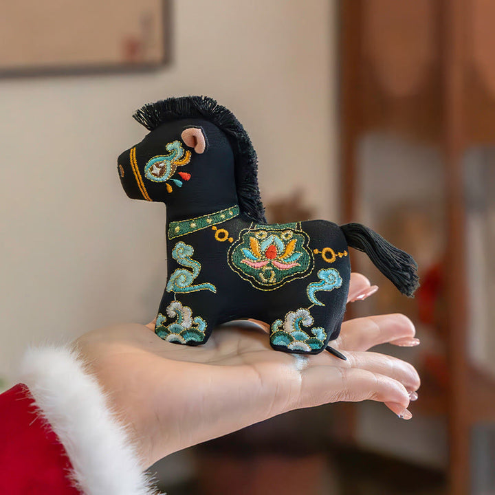 Buddha Stones Year Of The Horse Red String Embroidery Hanging Decoration - Black Horse(11.1*9.7cm) - image 9