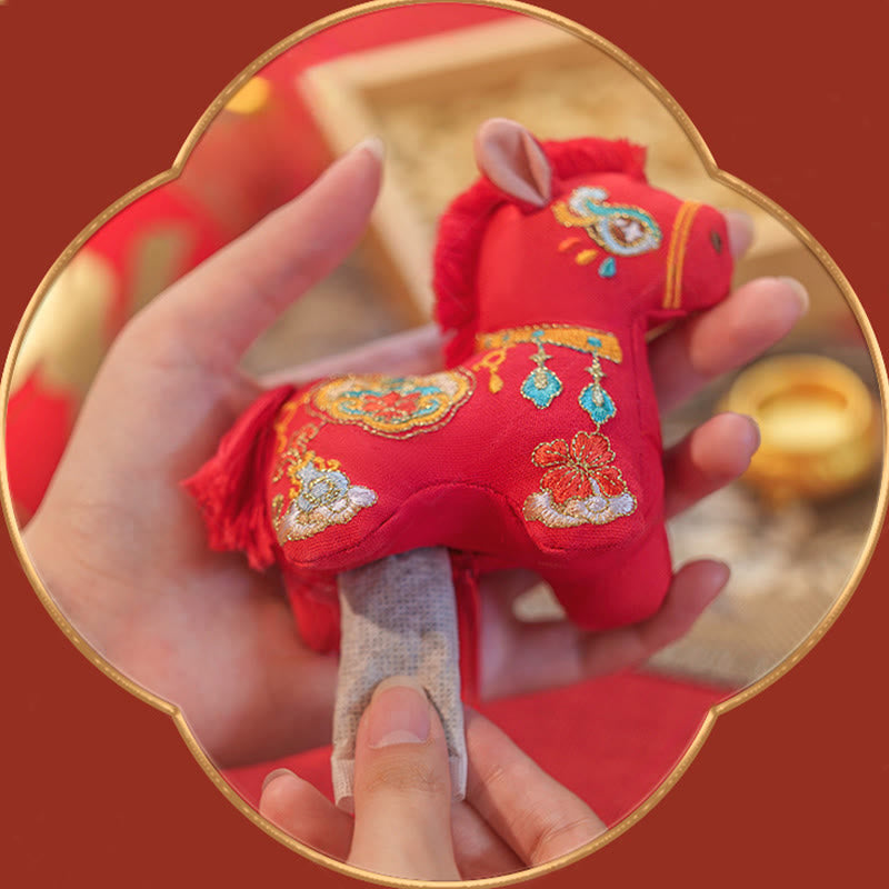 Buddha Stones Year Of The Horse Red String Embroidery Hanging Decoration - image 3