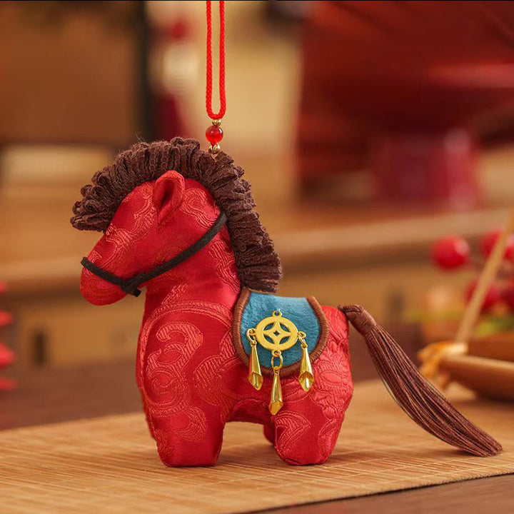 Buddha Stones Year Of The Horse Red String Embroidery Freedom Hanging Decoration - Red Horse (10.9-11.7*7.4cm) - image 0