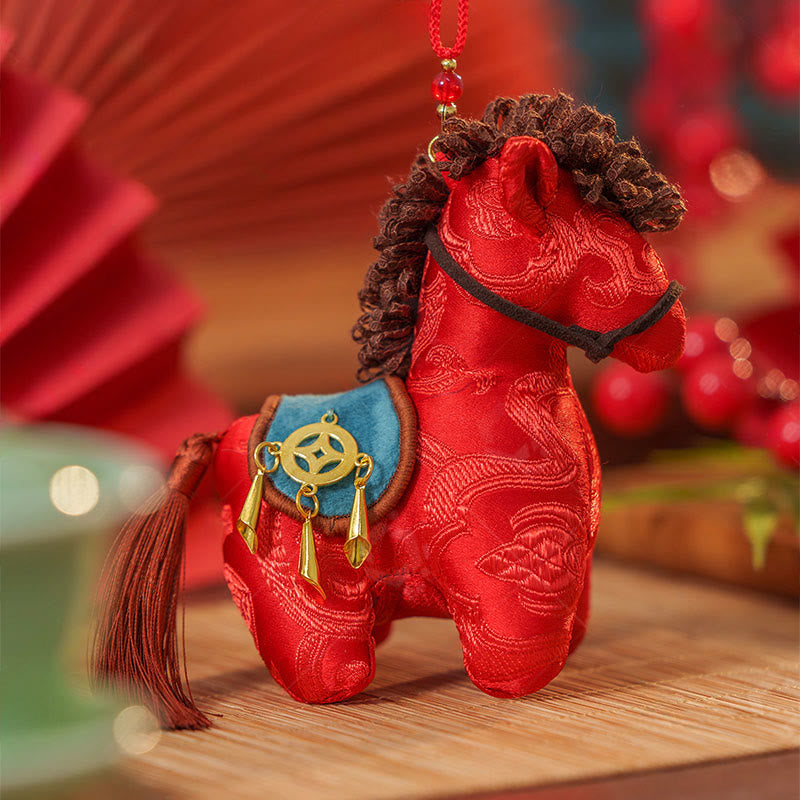 Buddha Stones Year Of The Horse Red String Embroidery Freedom Hanging Decoration - image 1
