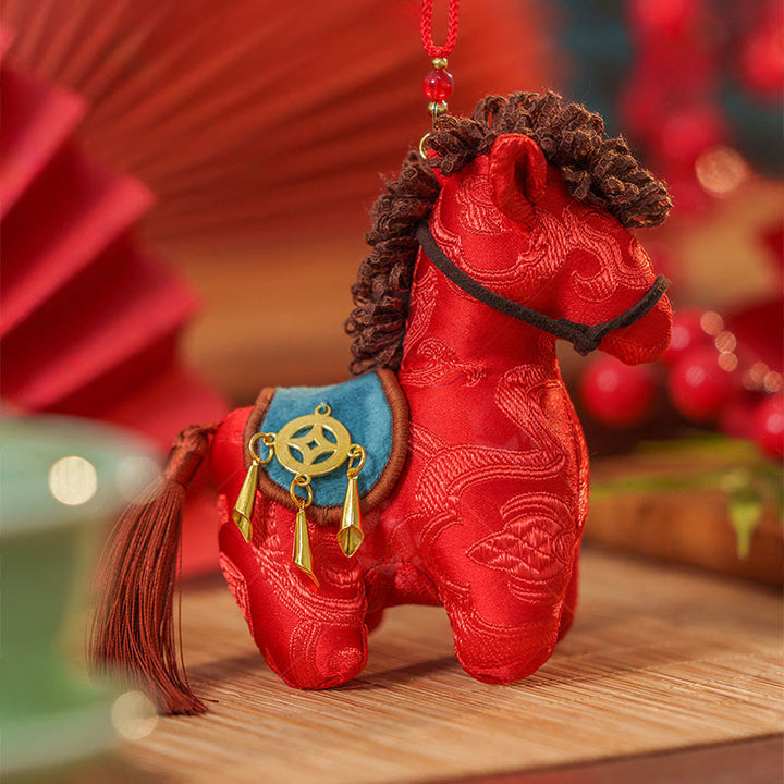 Buddha Stones Year Of The Horse Red String Embroidery Freedom Hanging Decoration - image 1