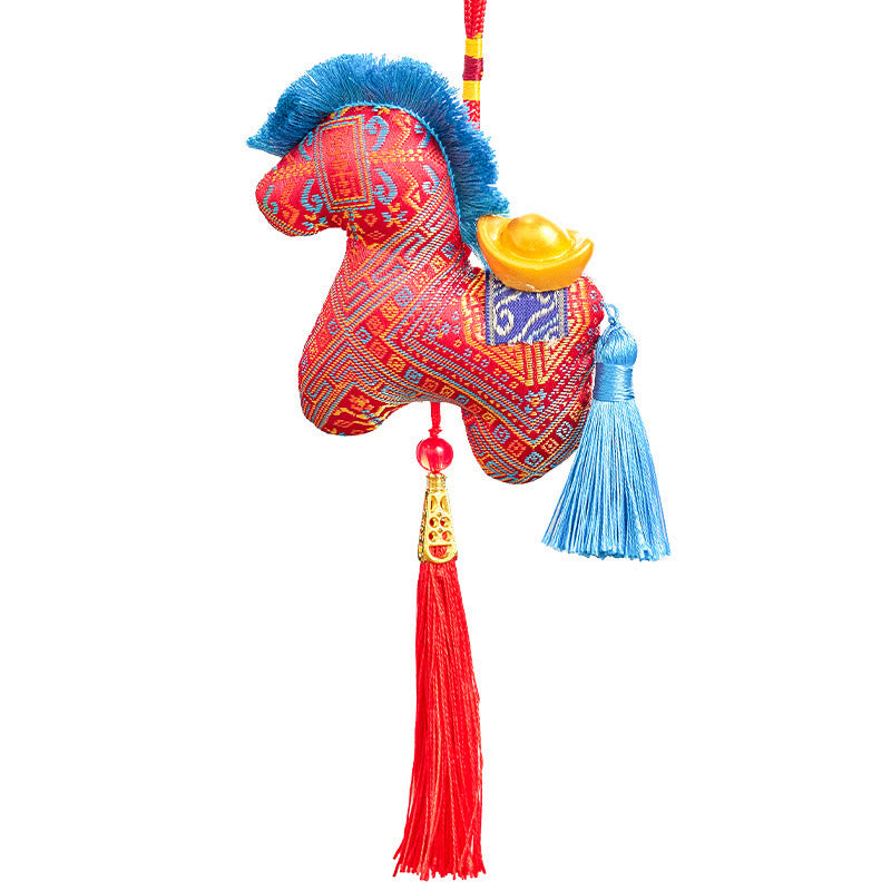 Buddha Stones Year Of The Horse Red String Embroidery Ingot Tassel Decoration - image 4