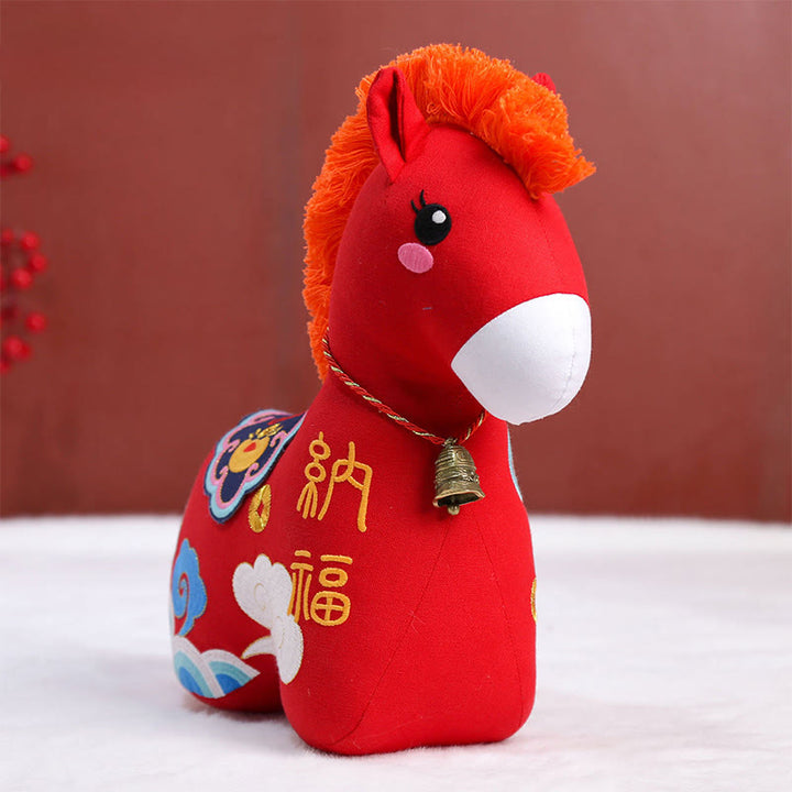 Buddha Stones Year of the Horse Copper Red String Fu Character Home Decoration - Nafu Red Horse - 22*22*9 cm - image 6