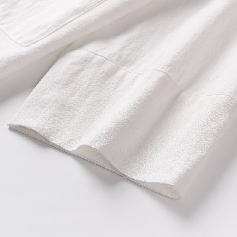 Buddha Stones 2Pcs Fall Lace-up Cotton Kimono Ankle-Length Wide Leg Pants With Pockets Men's Meditation Cloth Set - image 26