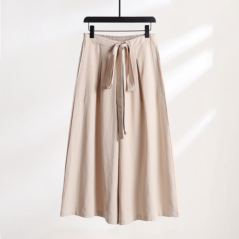 Buddha Stones 2Pcs Fall Lace-up Cotton Kimono Ankle-Length Wide Leg Pants With Pockets Men's Meditation Cloth Set - image 15