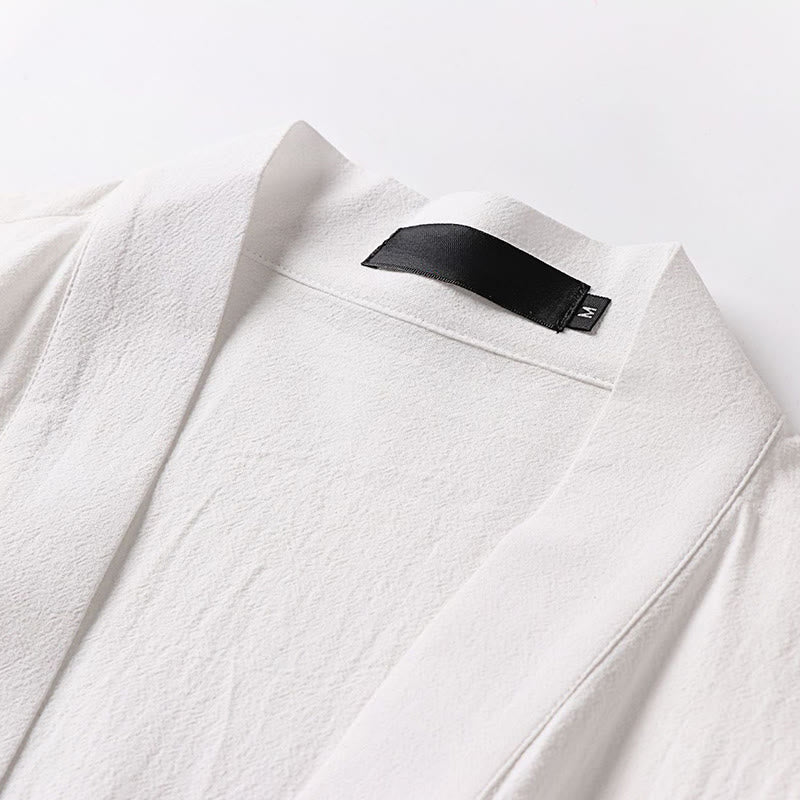 Buddha Stones 2Pcs Fall Lace-up Cotton Kimono Ankle-Length Wide Leg Pants With Pockets Men's Meditation Cloth Set - image 22