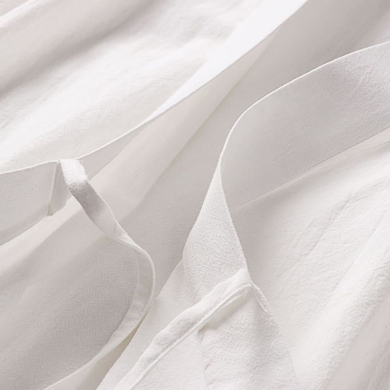 Buddha Stones 2Pcs Fall Lace-up Cotton Kimono Ankle-Length Wide Leg Pants With Pockets Men's Meditation Cloth Set - image 23