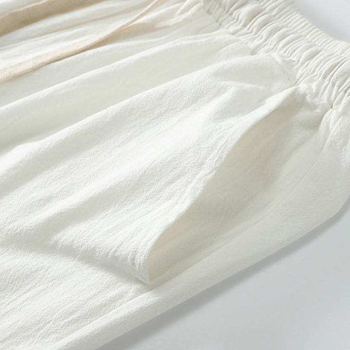 Buddha Stones 2Pcs Fall Lace-up Three Quarter Sleeve Cotton Kimono Drawstring Pants With Pockets Men's Meditation Cloth Set - image 15