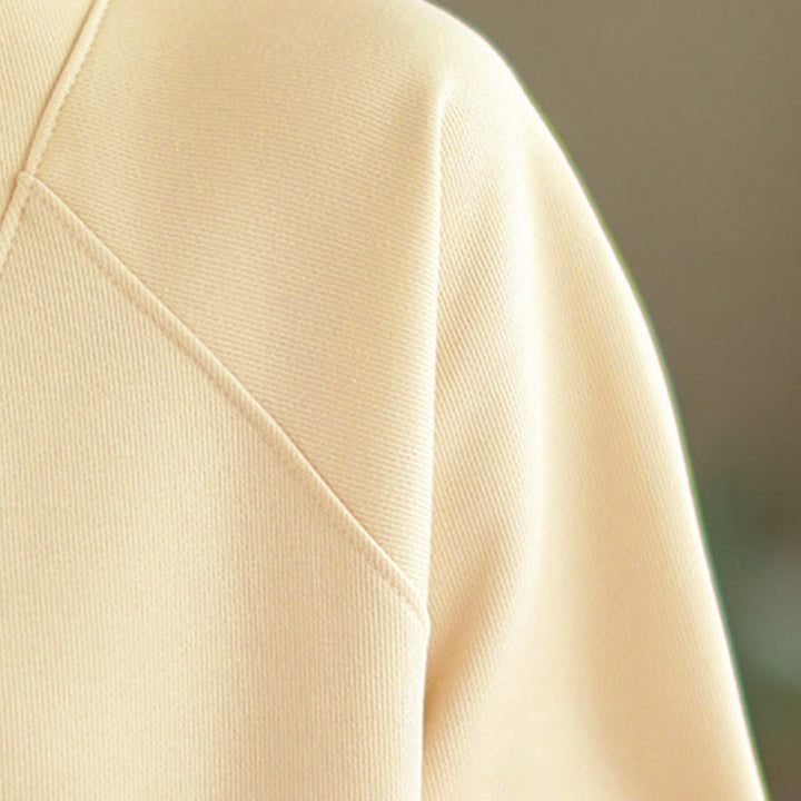 Buddha Stones Fall Solid Stand Collar Buttons Design Long Sleeve Women's Cotton Sweatshirt - image 16