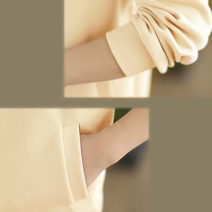 Buddha Stones Fall Solid Stand Collar Buttons Design Long Sleeve Women's Cotton Sweatshirt - image 19