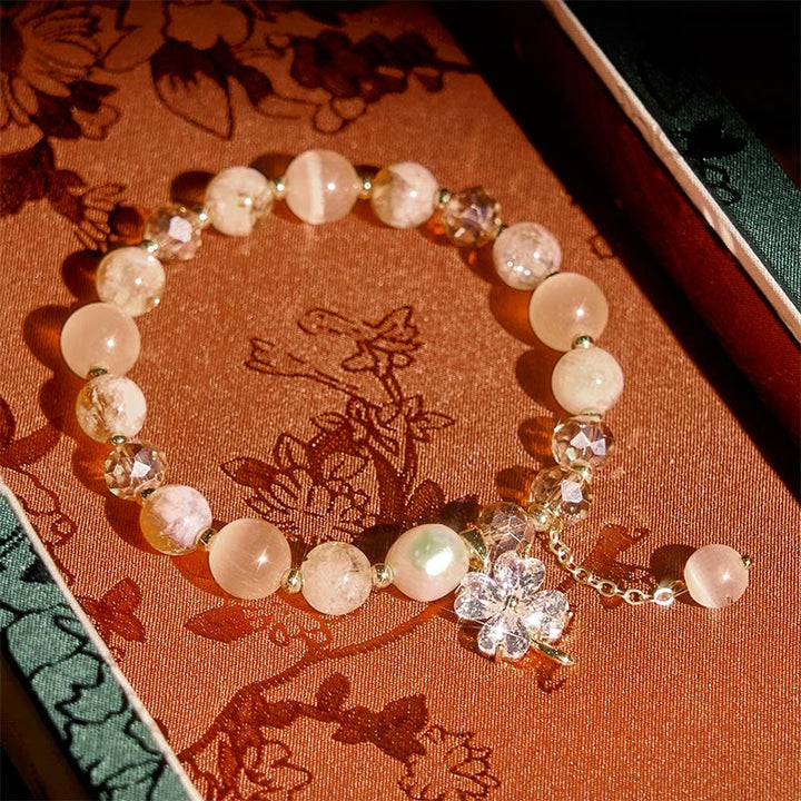 Buddha Stones Four Leaf Clover Amethyst Citrine Green Strawberry Quartz Rutilated Quartz Balance Bracelet - Citrine(Wrist Circumference: 15-17cm) - image 8