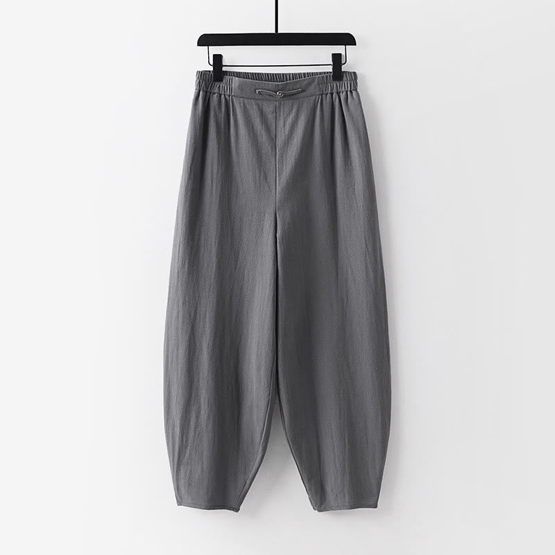 Buddha Stones Summer Plain Straight Leg Men's Cotton Linen Ankle-Length Pants With Pockets - Gray - US/UK/AU54，EU64 (9XL) - image 1