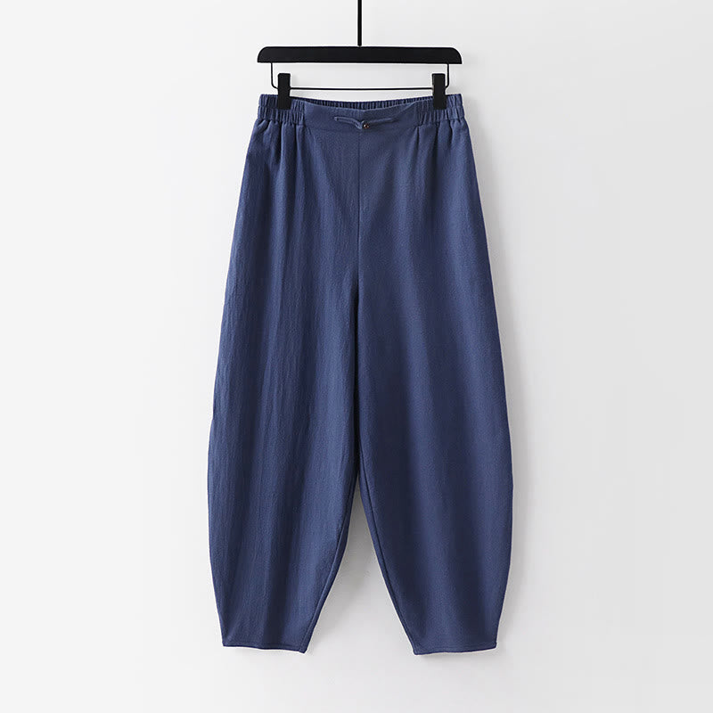 Buddha Stones Summer Plain Straight Leg Men's Cotton Linen Ankle-Length Pants With Pockets - SteelBlue - US/UK/AU54，EU64 (9XL) - image 0