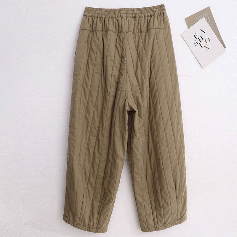 Buddha Stones Winter Plain Color Blocking Design Cotton Women's Harem Pants With Pockets - image 1