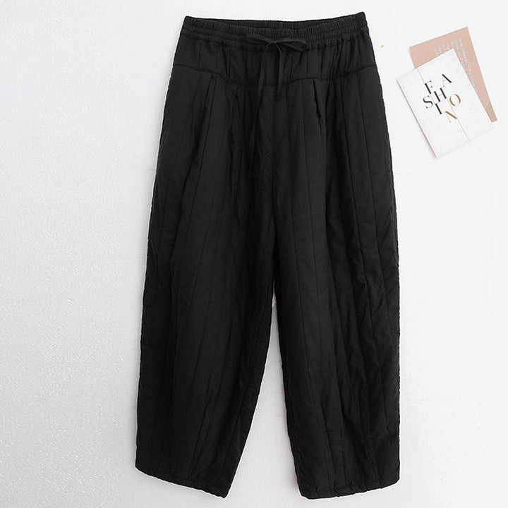 Buddha Stones Winter Plain Color Blocking Design Cotton Women's Harem Pants With Pockets - image 8