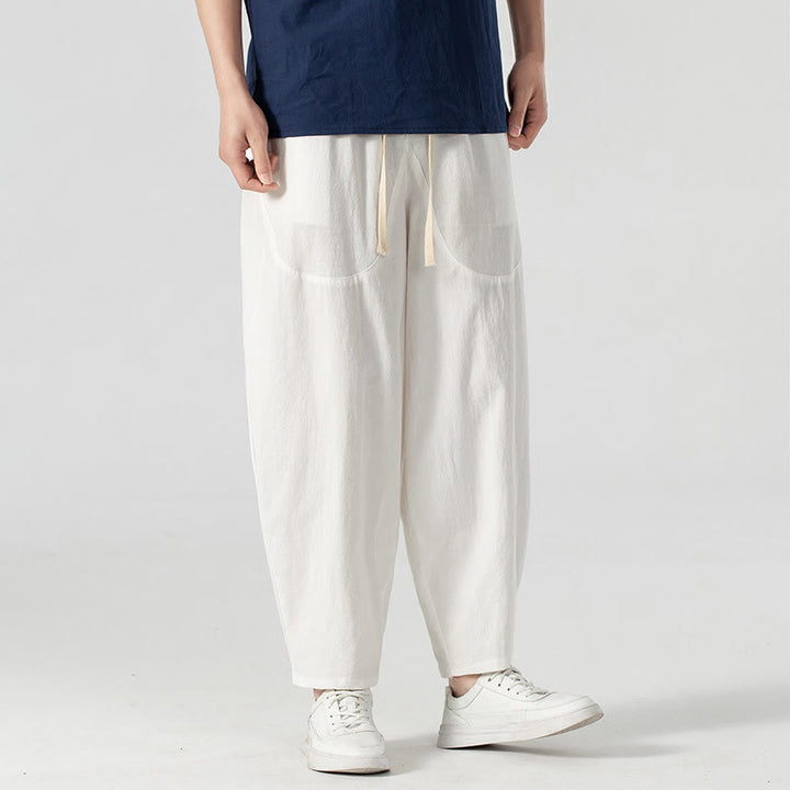 Buddha Stones Spring Fall Solid Color Drawstring Men's Ankle-Length Harem Pants With Pockets - image 31