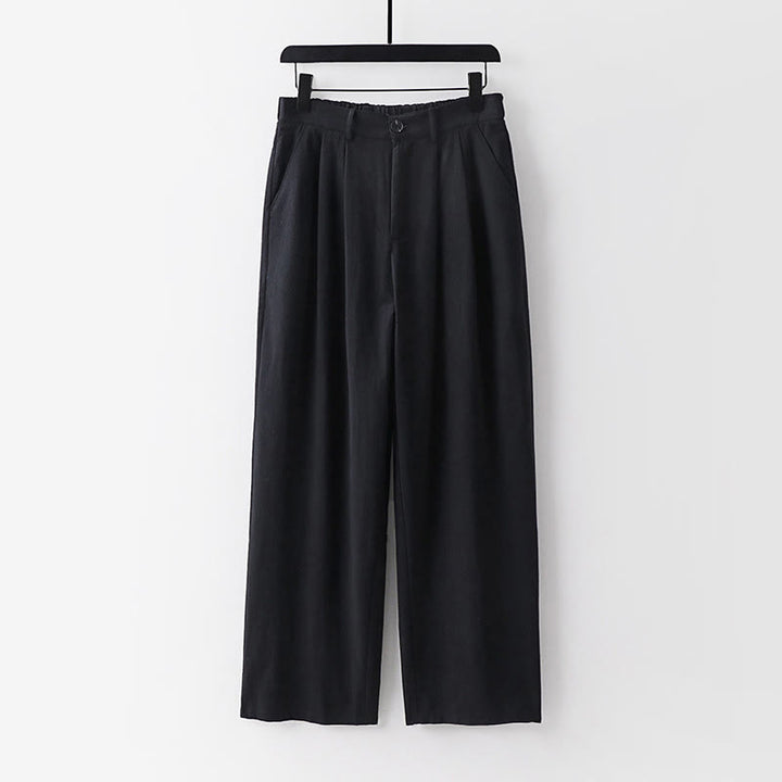 Buddha Stones Spring Fall Plain Straight Leg Men's Cotton Linen Pants With Pockets - Black - US/UK/AU54，EU64 (9XL) - image 10