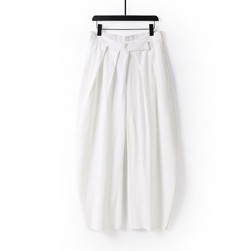 Buddha Stones Plain Straight Leg Zipper Design Men's Cotton Linen Pants With Pockets - White - US/UK/AU54，EU64 (9XL) - image 10