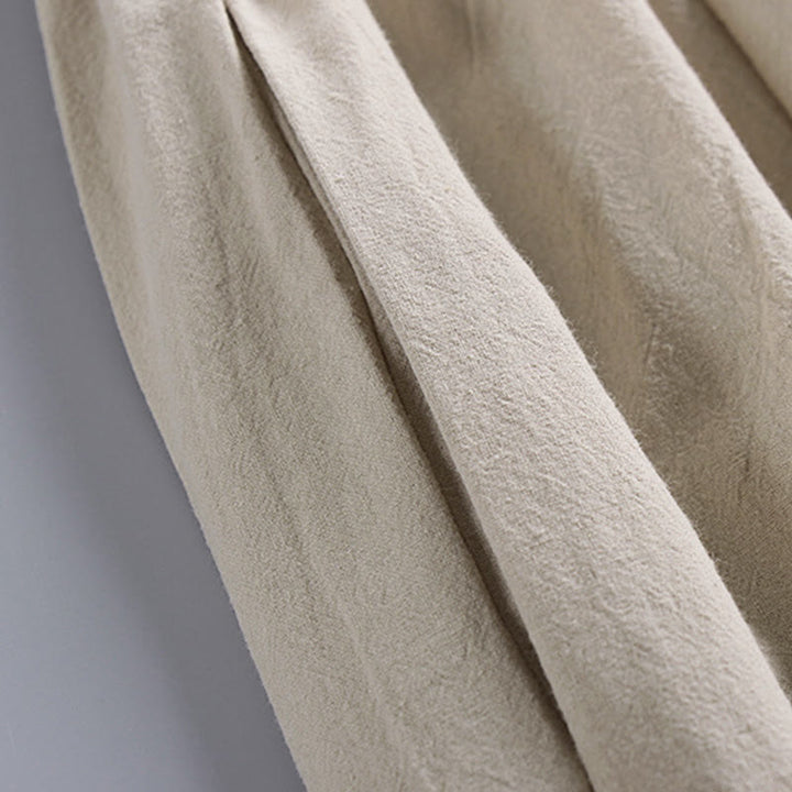 Buddha Stones Plain Drawstring Tapered Ankle-Length Men's Cotton Linen Pants With Pockets - image 9