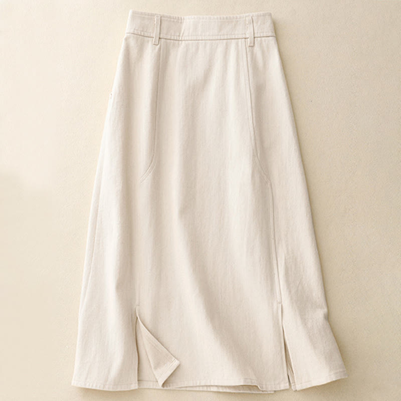 Buddha Stones Women's Plain Cotton Skirt With Pockets - image 11