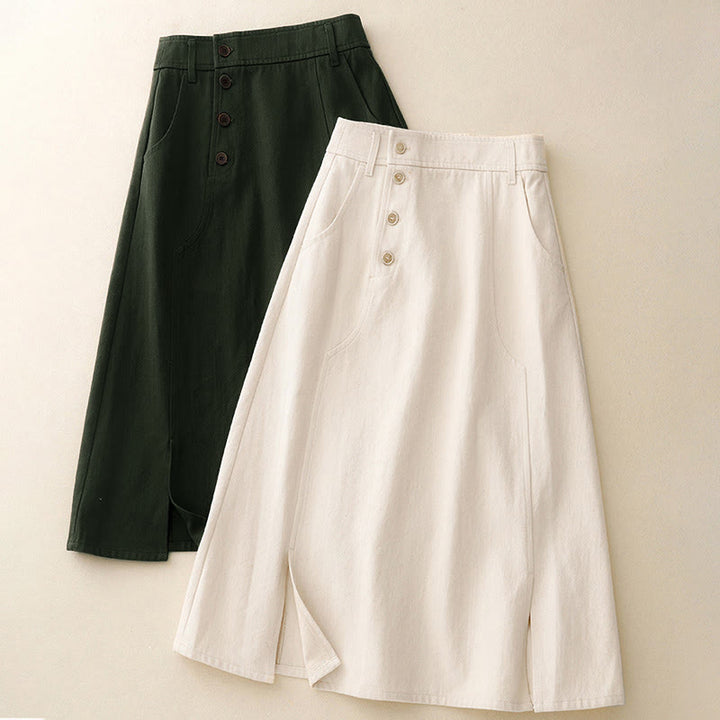 Buddha Stones Women's Plain Cotton Skirt With Pockets - image 16