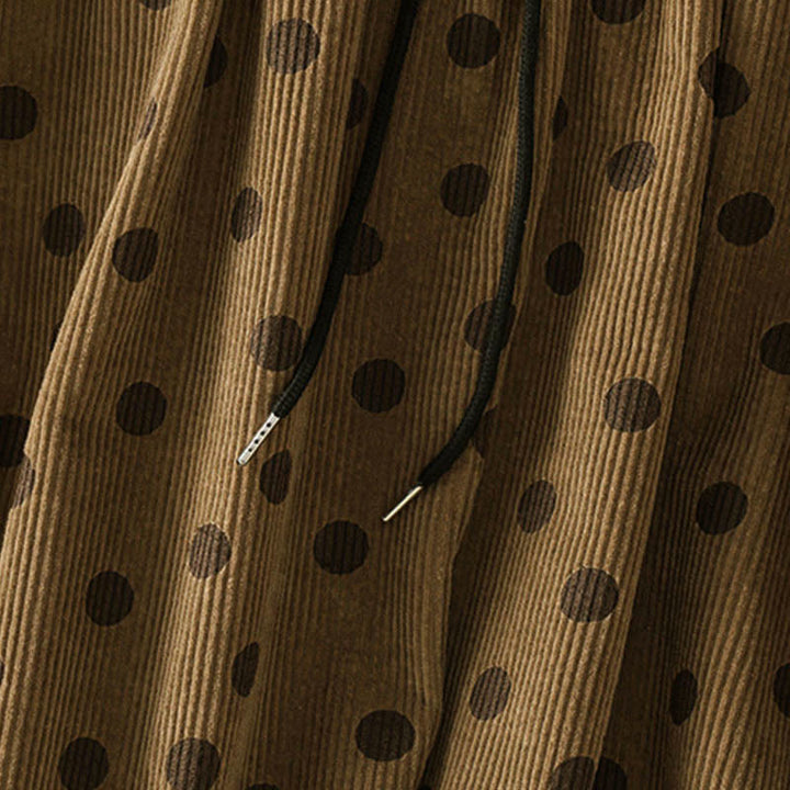 Buddha Stones Winter Polka Dot Pattern Women's Corduroy Skirt With Pockets - image 6