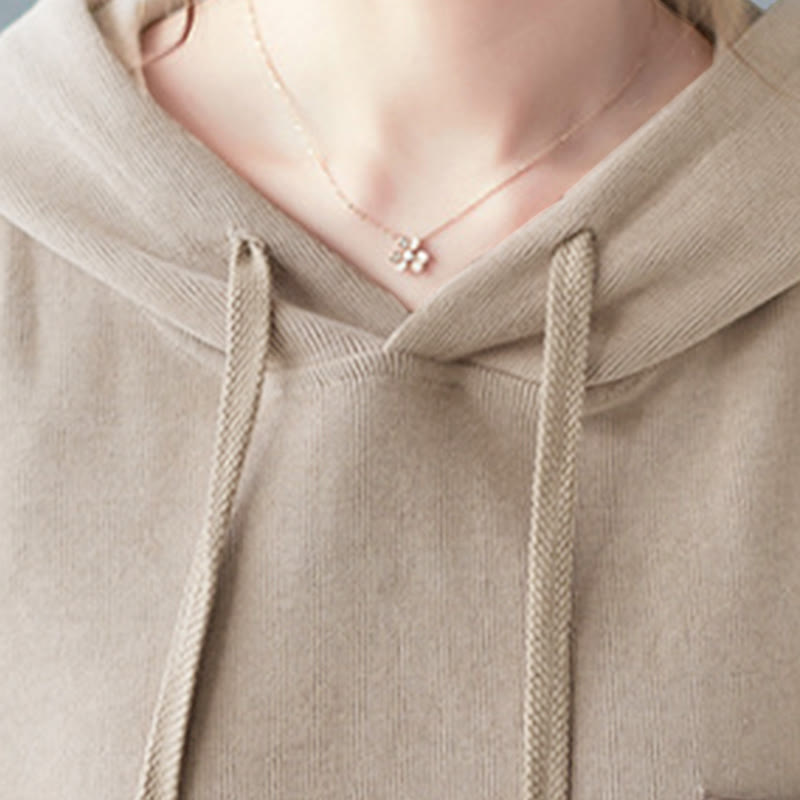 Buddha Stones Fall Solid Color Decorative Pocket Cotton Long Sleeve Women's Hoodie - image 34