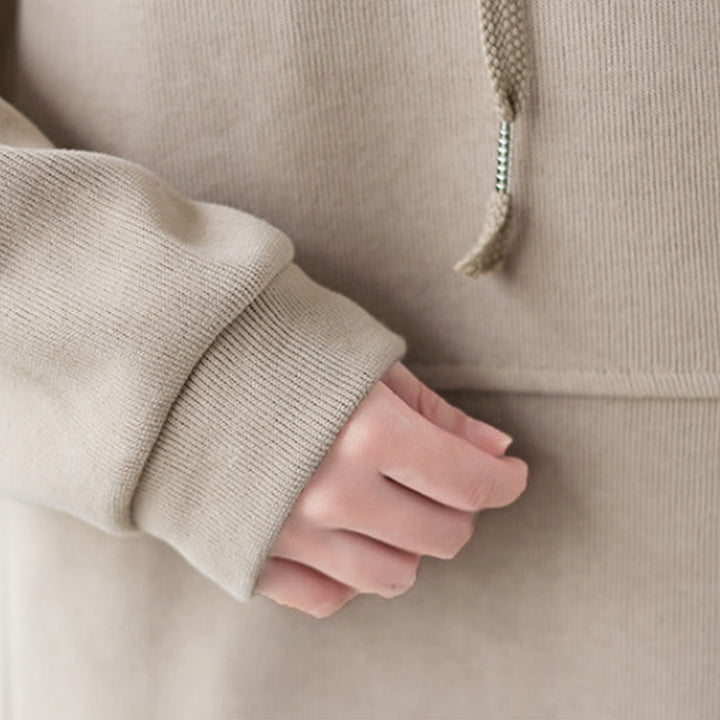 Buddha Stones Fall Solid Color Decorative Pocket Cotton Long Sleeve Women's Hoodie - image 38