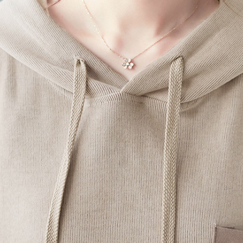 Buddha Stones Fall Solid Color Decorative Pocket Cotton Long Sleeve Women's Hoodie - image 33