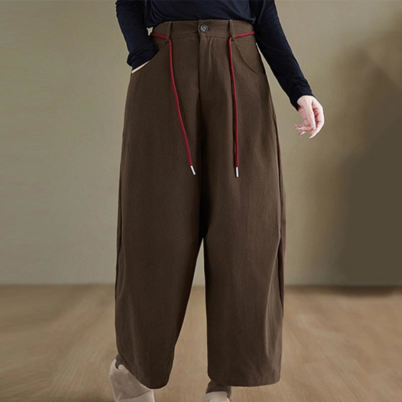 Buddha Stones Plain Cotton Casual Women's 7-8 Length Pants With Pockets - image 8