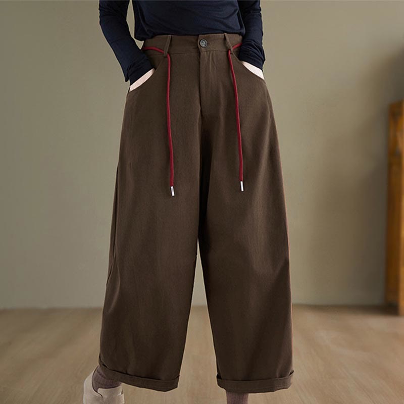Buddha Stones Plain Cotton Casual Women's 7-8 Length Pants With Pockets - SaddleBrown - US8-10，UK/AU12-14，EU40-42 (2XL) - image 7