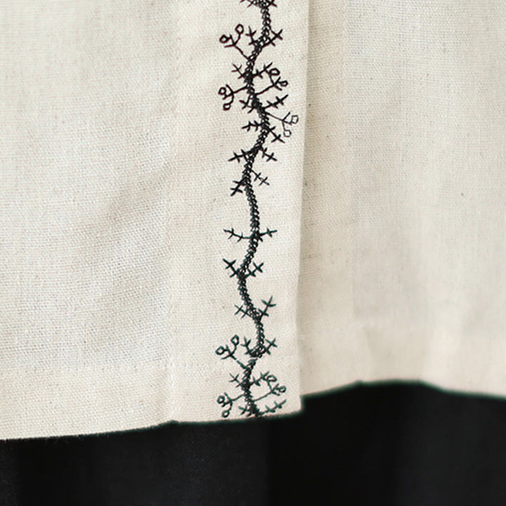 Buddha Stones Spring Embroidery Buttons Design Women's Cotton Peter Pan Collar Long Sleeve Shirt - image 11