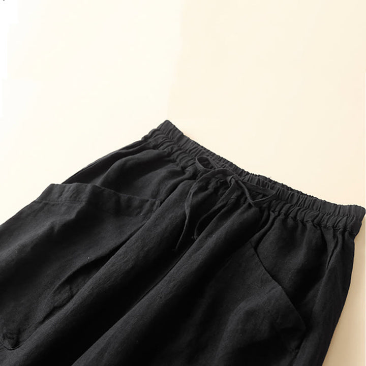 Buddha Stones Commute Women's Plain Harem Capri Cotton Pants With Pockets - image 9