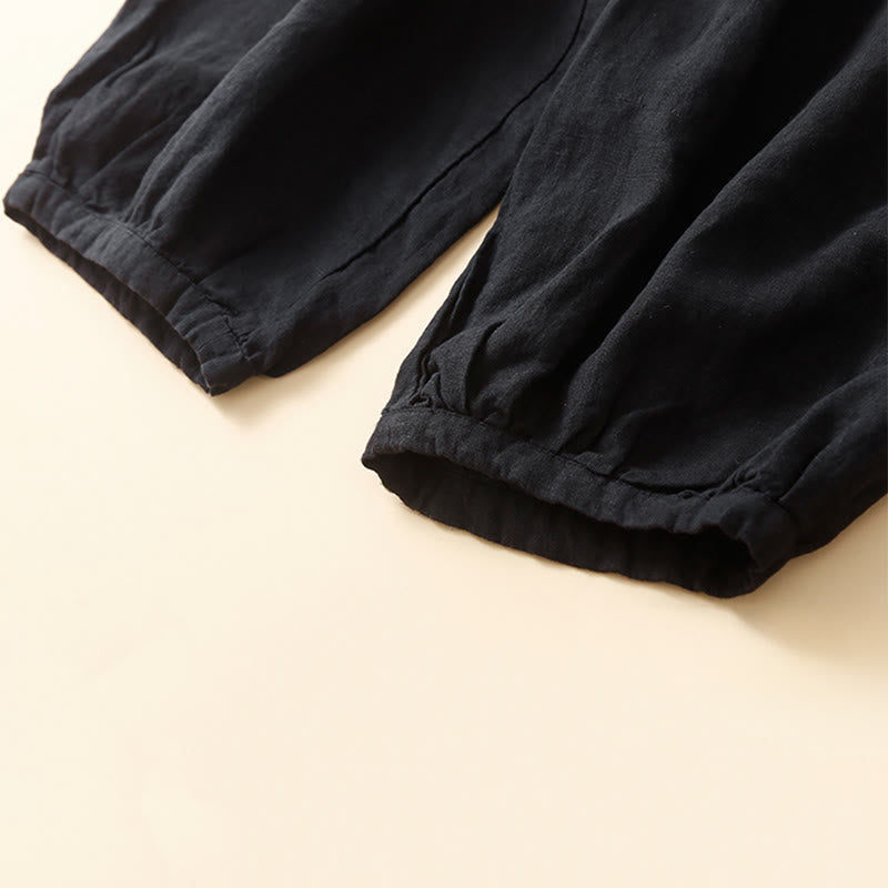 Buddha Stones Commute Women's Plain Harem Capri Cotton Pants With Pockets - image 10