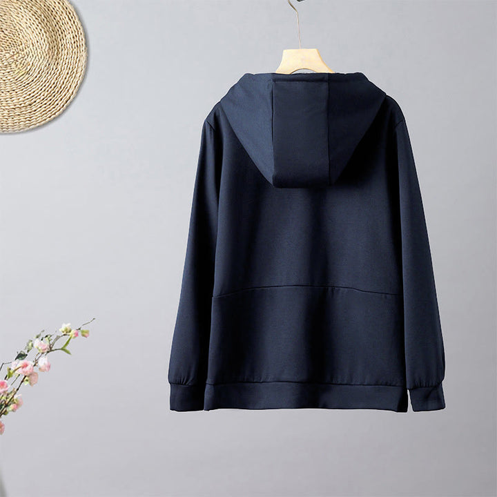 Buddha Stones Fall Embroidery Bear Long Sleeve Women's Hoodie - image 2