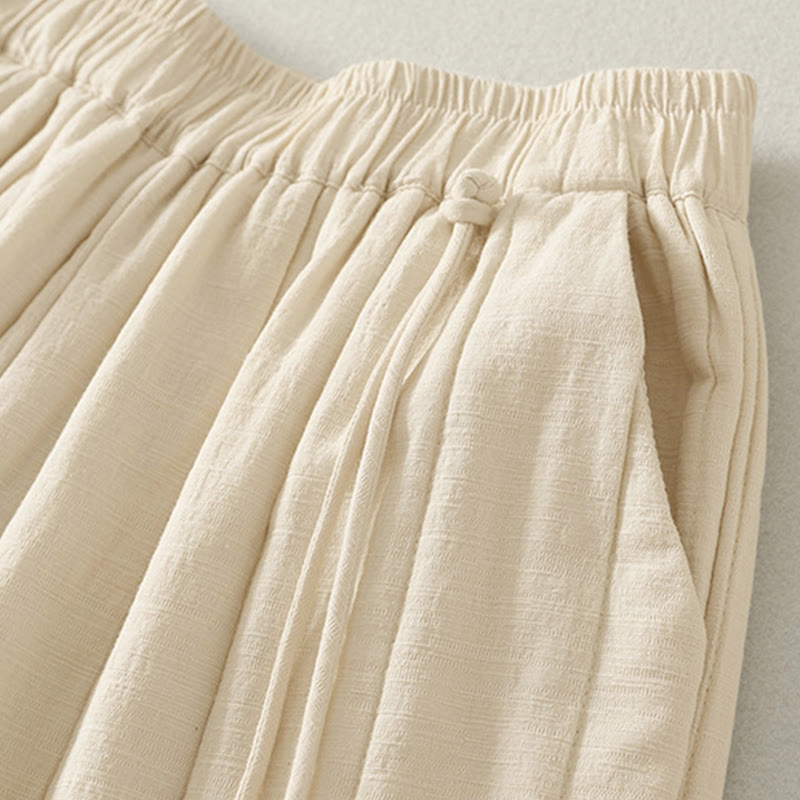 Buddha Stones Plain Cotton Polyester Thick Women's Pants With Pockets - image 4