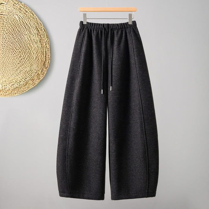 Buddha Stones Plain Cotton Lace-Up Design Thick Women's Pants With Pockets - Black - US8-10，UK/AU12-14，EU40-42 (2XL) - image 0