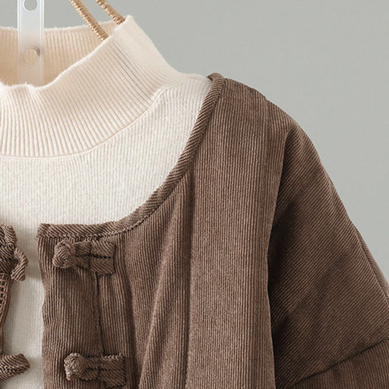 Buddha Stones Simple Plain Frog-Button Women's Cotton Long Sleeve Jacket - image 3