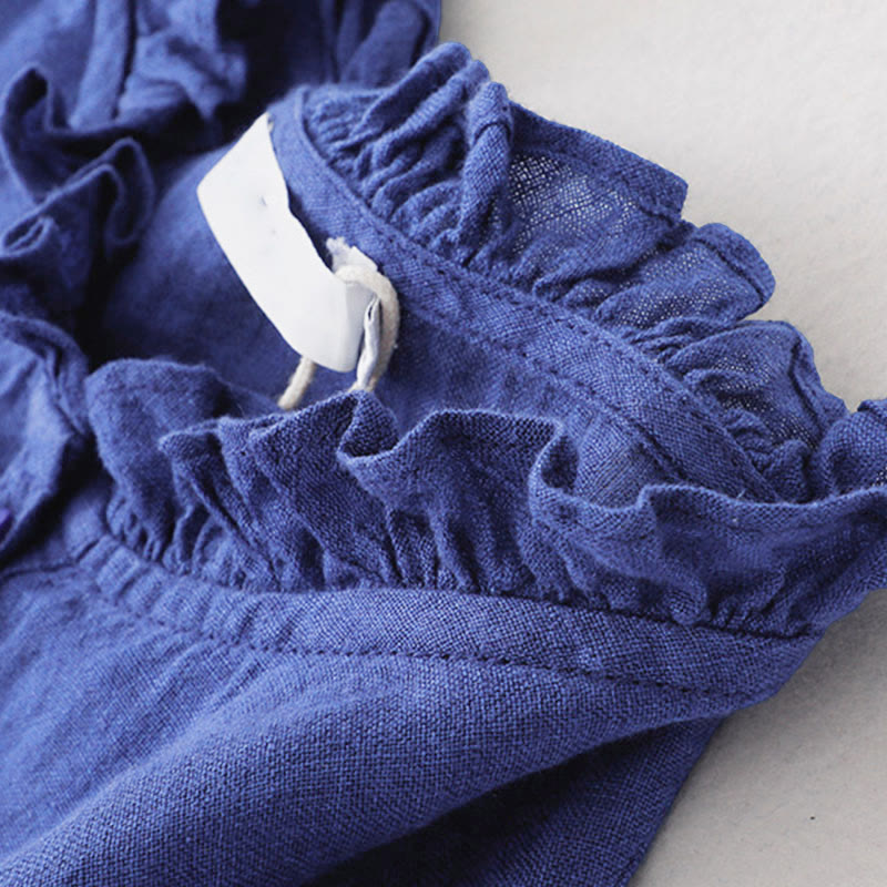 Buddha Stones Plain Long Sleeve Cotton Midi Dress With Pockets - image 4