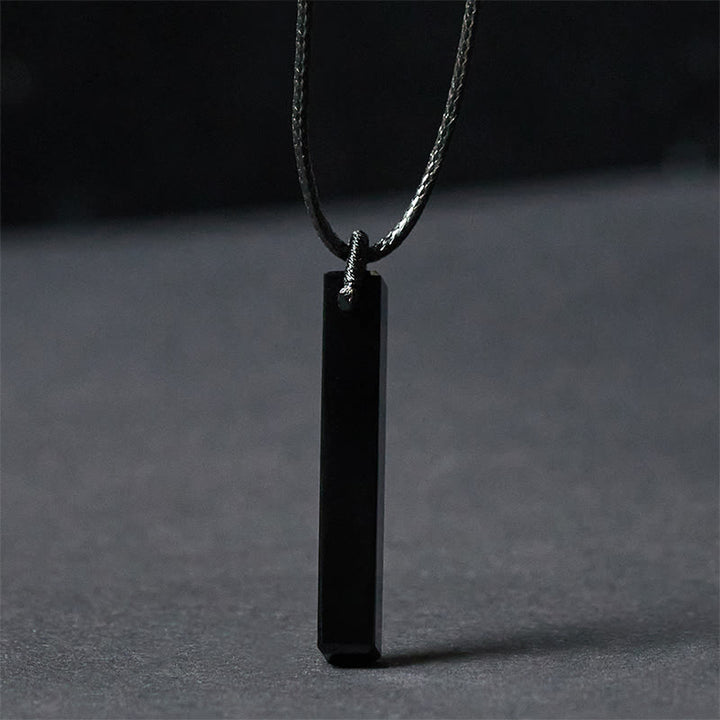 Buddha Stones Black Obsidian Blue Sandstone Transformation Necklace Pendant - Black Obsidian - image 0