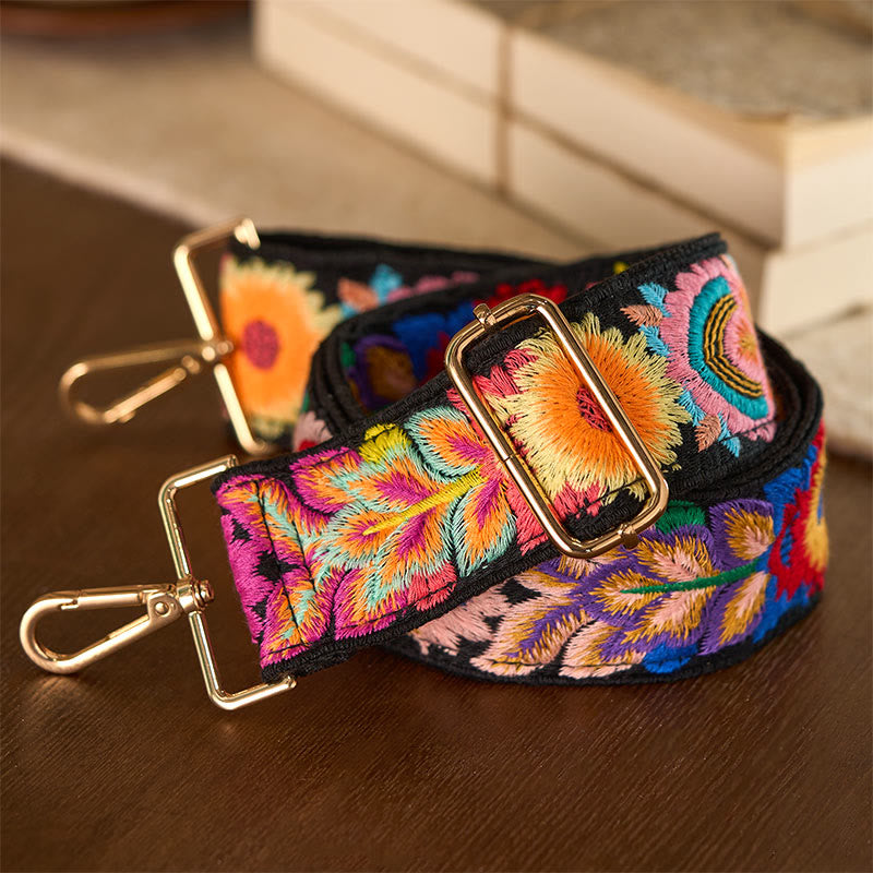Buddha Stones Multicolor Flower Embroidery Adjustable Handbags Crossbody Shoulder Bag Straps - image 4