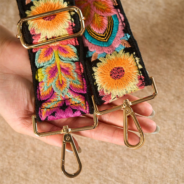 Buddha Stones Multicolor Flower Embroidery Adjustable Handbags Crossbody Shoulder Bag Straps - image 6